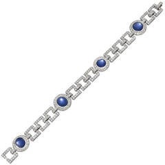 Star Sapphire Diamond Panel Bracelet