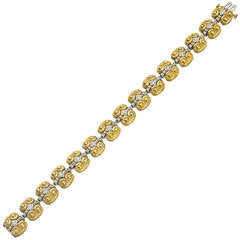 Diamond Gold Platinum Column Link Bracelet