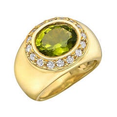 Wander Peridot Diamond Domed Band Ring