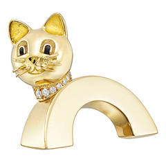 Boucheron Small Gold Cat Convertible Brooch Jabot