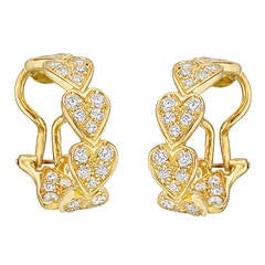 Cartier Diamond Gold Heart Hoop Earrings