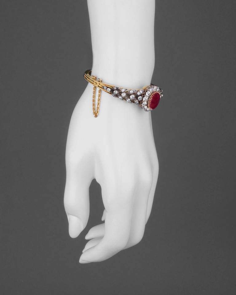 Antique Ruby & Diamond Bracelet In Excellent Condition In Greenwich, CT