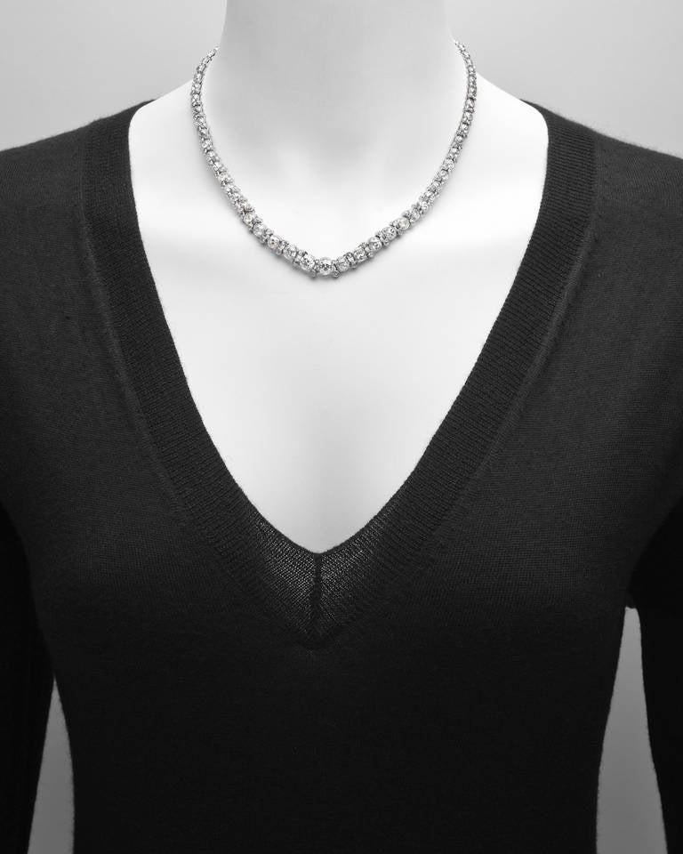 Old Mine Cut Diamond Line Necklace