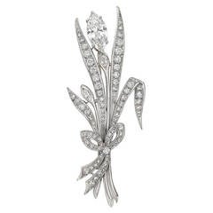 Diamond Foliate Spray Brooch