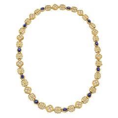 Harry Winston Sapphire Diamond Link Necklace