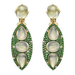 Prehnite Green Garnet Pendant Earrings