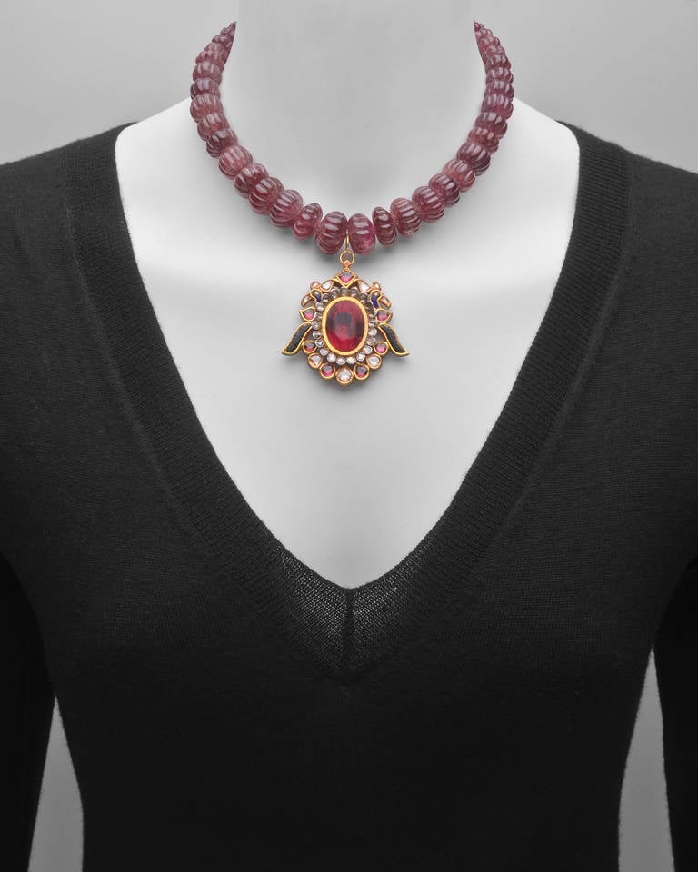 ruby beads necklace indian designs