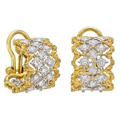 Buccellati Diamond Gold ​"Rombi" Hoop Earrings