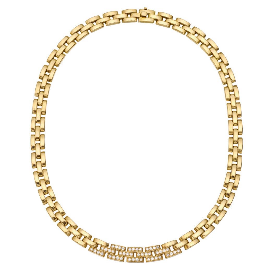 Cartier Diamond Gold "Maillon Panthère" Collar Necklace