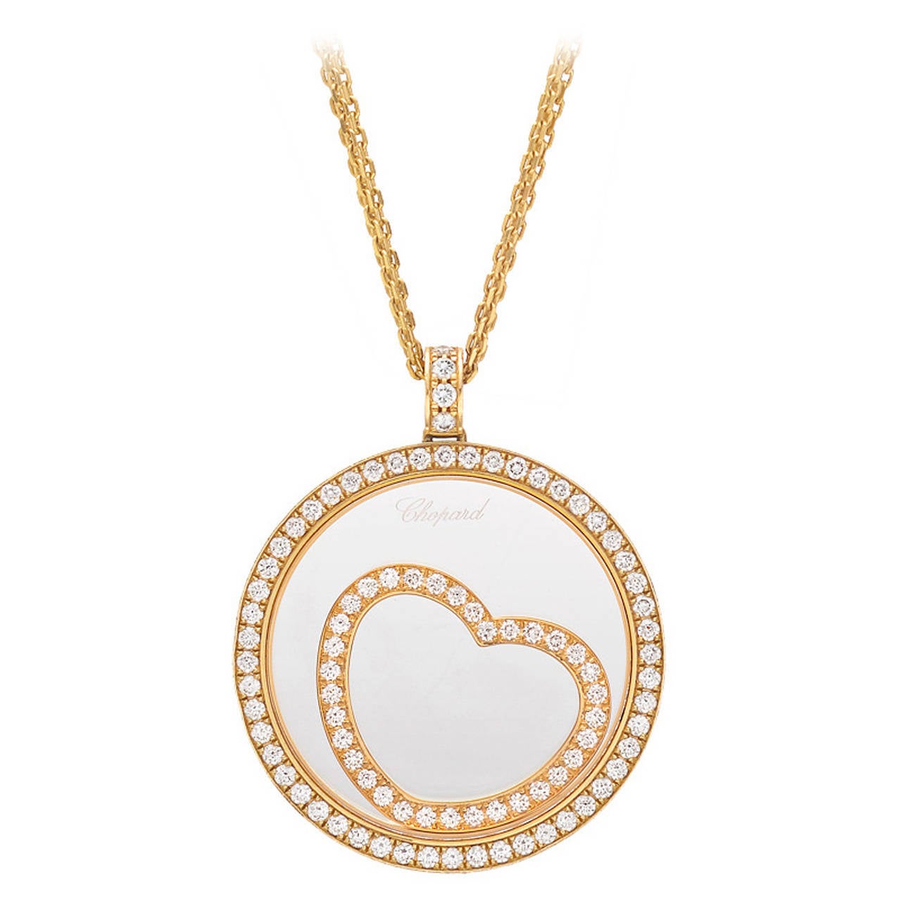Chopard ​"Happy Diamonds" Diamond Gold Circular Pendant Necklace