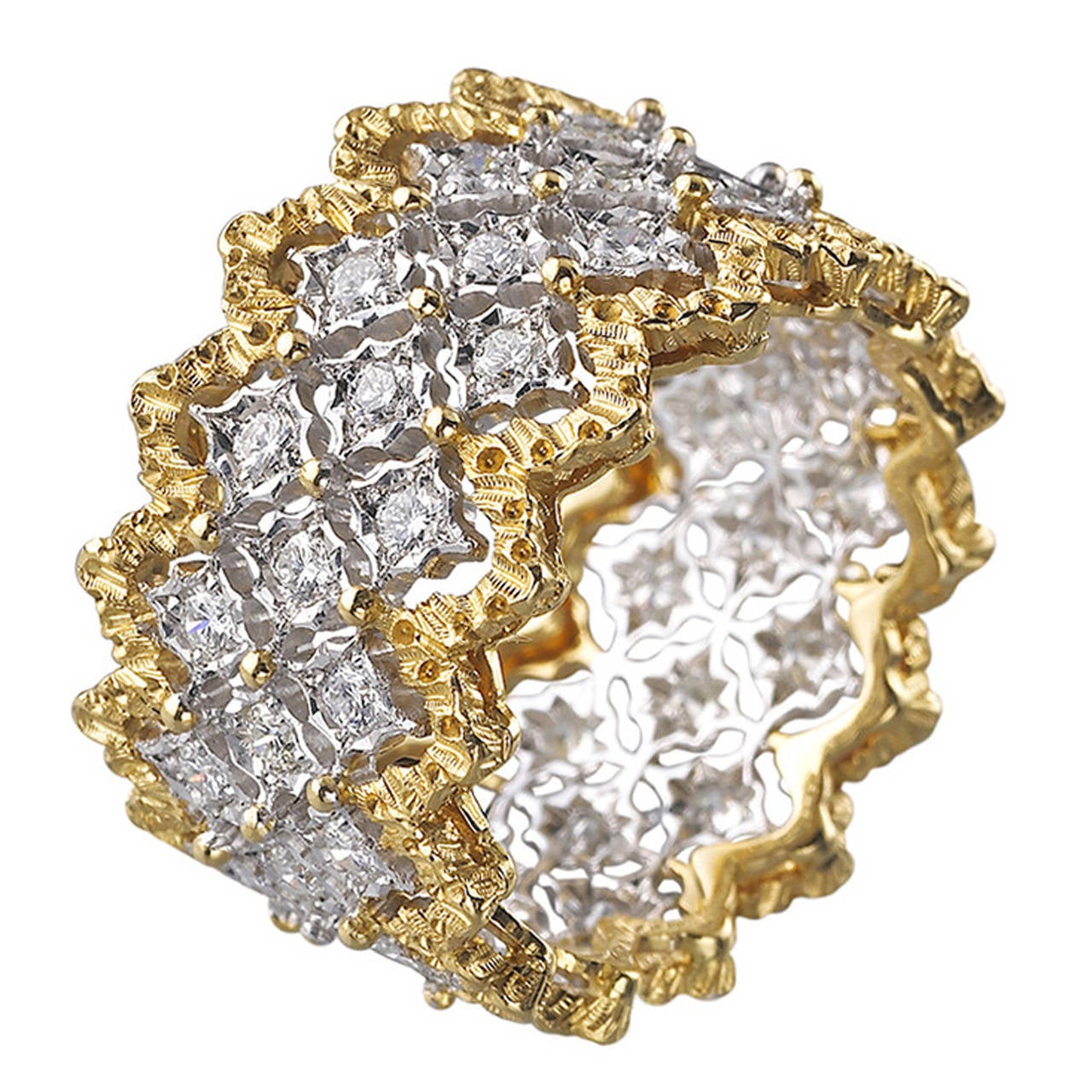 Buccellati Diamond Gold "Rombi" Band Ring