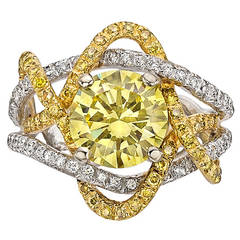 2.47 Carat Fancy Intense Yellow Diamond Ring