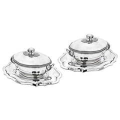 Puiforcat Pair of Silver Soup Tureens & Stands