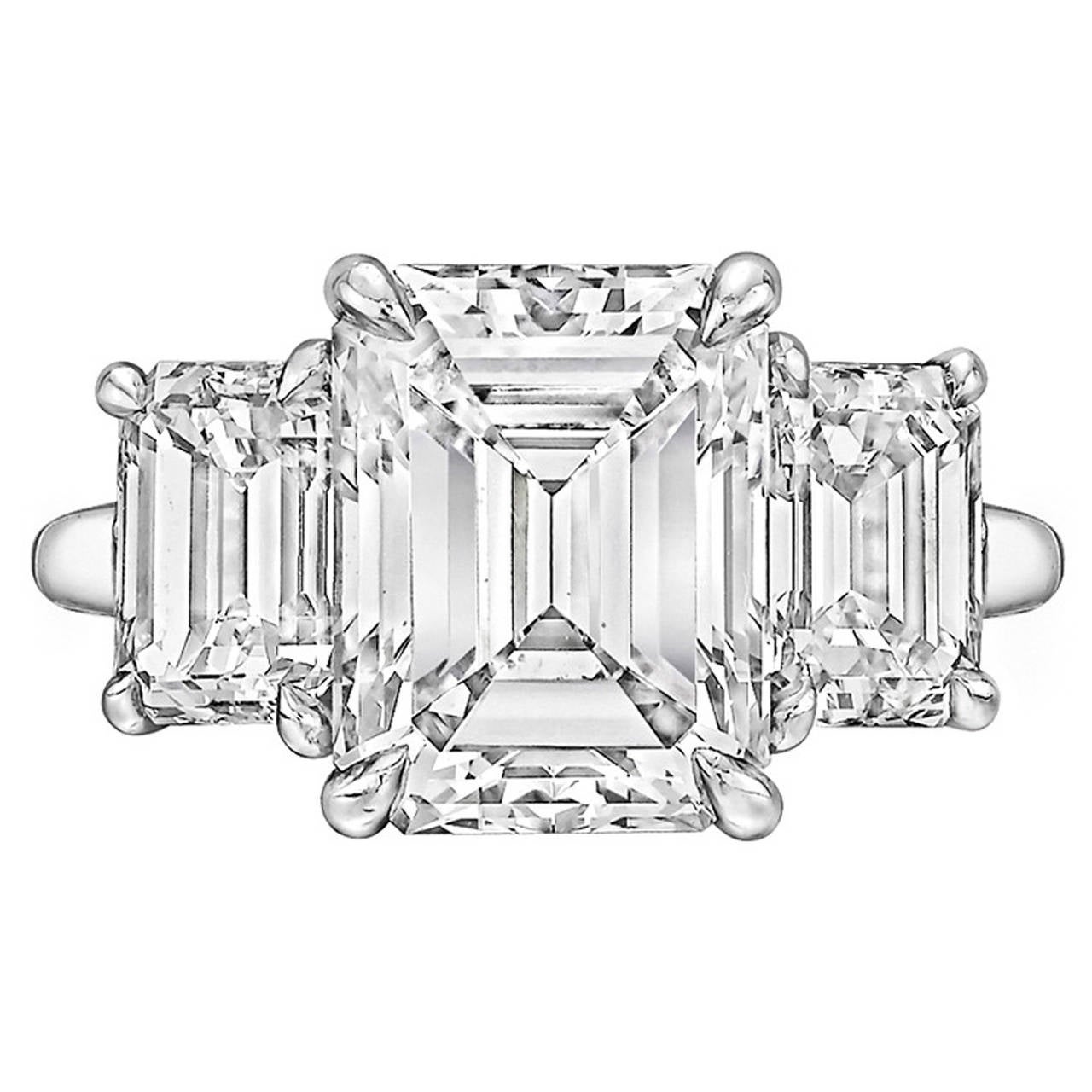 Tiffany & Co. 4.00 Carat Emerald-Cut Diamond Platinum Engagement Ring