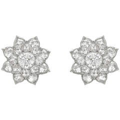 Lotus Diamond Cluster Earrings