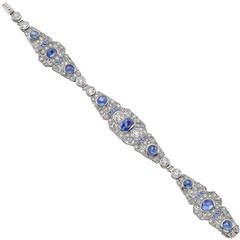 Edwardian Sapphire Diamond Panel Bracelet