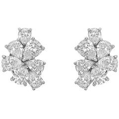 Pear-Shaped Diamond Cluster Earclips