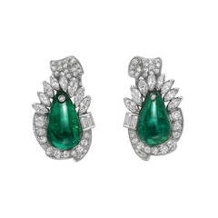 Raymond C. Yard Emerald Bead & Diamond Cluster Earclips