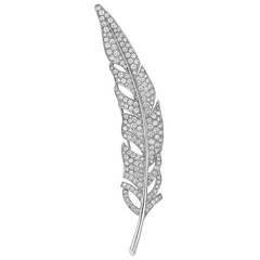 Boucheron Large Diamond White Gold Feather Brooch