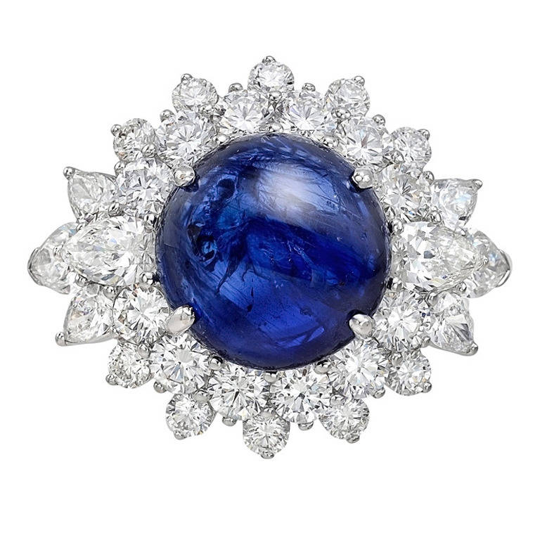 9.33 Carat Burmese Sapphire Diamond Ring