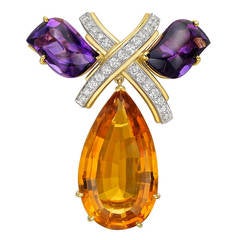 Tiffany & Co. Paloma Picasso Citrine Amethyst Diamond Brooch