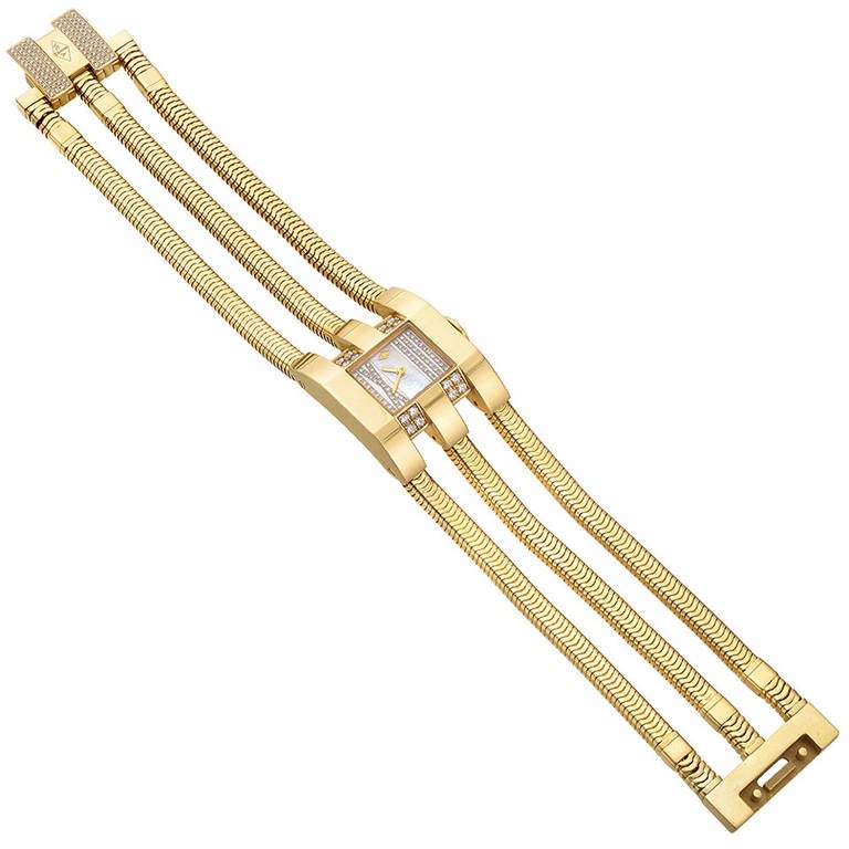 Van Cleef 
Arpels Lady
s Yellow Gold and Diamond Bracelet Watch