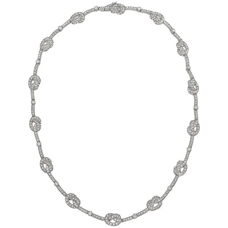 Verdura Diamond Platinum Love Knot Necklace at 1stDibs | diamond love ...
