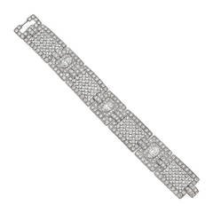 Art ​Deco Diamond Platinum Panel Bracelet