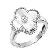 Van Cleef & Arpels Mother-of-Pearl Diamond White Gold Vintage Alhambra Ring