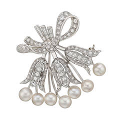 Pearl Diamond Platinum Lily of the Valley Pin