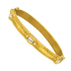 Yossi Harari Diamond Gold Mica Bangle Bracelet