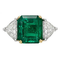 5.32 Carat Colombian Emerald Diamond Platinum Ring