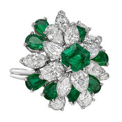 Oscar Heyman ​Emerald Diamond Cluster Ring