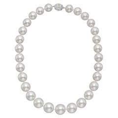 South Sea Pearl Necklace with Pave Diamond Clasp