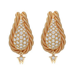 Wellendorff Pave Diamond Gold Earrings