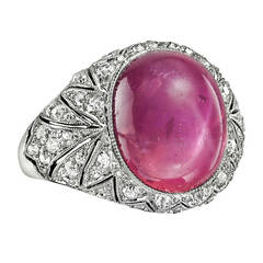 Cartier Art Deco Star Ruby Diamond Platinum Ring