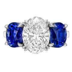 3.10 Carat Oval-Cut Sapphire Diamond Engagement Ring