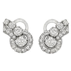 Old European and Baguette-Cut Diamond Spray Earclips 4