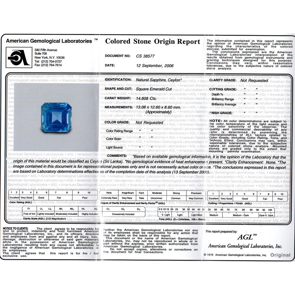 Ceylon sapphire ring, centering on a square-shaped emerald cut sapphire weighing 14.80 carats, mounted in a brushed copper and 18k gold mounting, signed Hemmerle. Accompanied by the AGL lab certificate for the sapphire and original Hemmerle box.