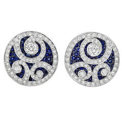 Graff Sapphire Diamond Swirl Earrings
