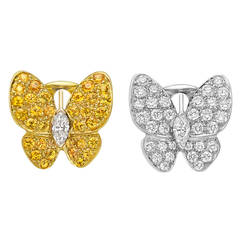 Van Cleef & Arpels Yellow Sapphire Diamond Butterfly Earrings