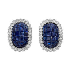 Van Cleef & Arpels ​Invisible-Set Sapphire Diamond Earclips