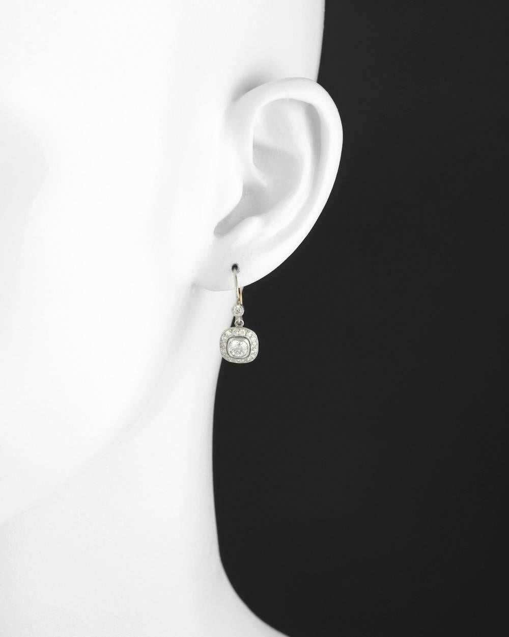 Women's Cushion-Shaped Diamond Drop Earrings