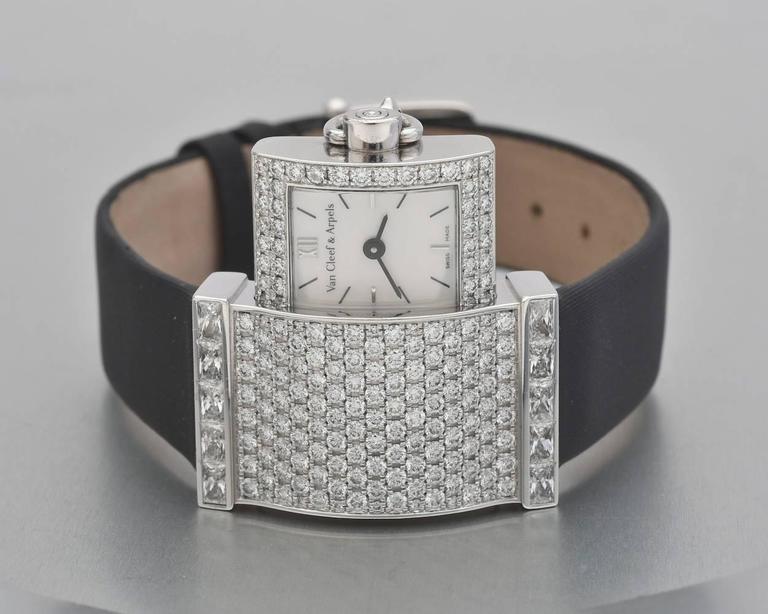 Van Cleef and Arpels Lady's White Gold Diamond Pavé secret Wristwatch ...
