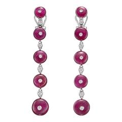 Repossi Ruby Diamond Gold Long Drop Earrings
