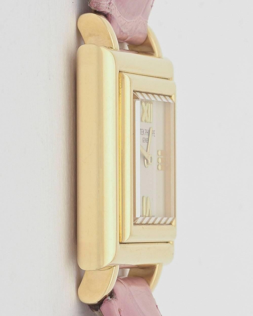 Patek Philippe Lady's yellow gold Gondolo quartz wristwatch Ref 4866J In Excellent Condition In Greenwich, CT