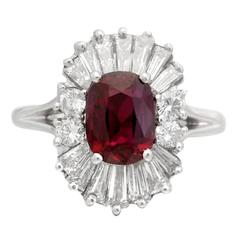 Ruby Diamond Platinum Ballerina Ring 7