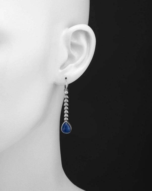 Sapphire and Diamond Foliate Chain Drop Earrings at 1stDibs