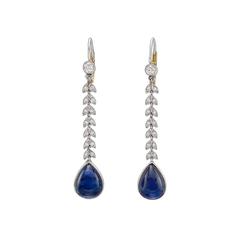 Sapphire and Diamond Foliate Chain Drop Earrings