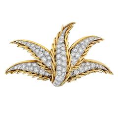 Tiffany & Co. Diamond gold platinum Foliate Spray Pin